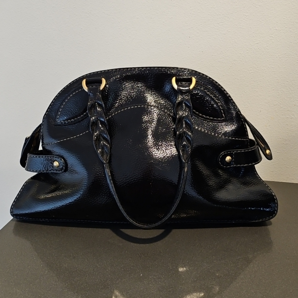 Tod's Black Patent Leather Dome Satchel Shoulder Bag